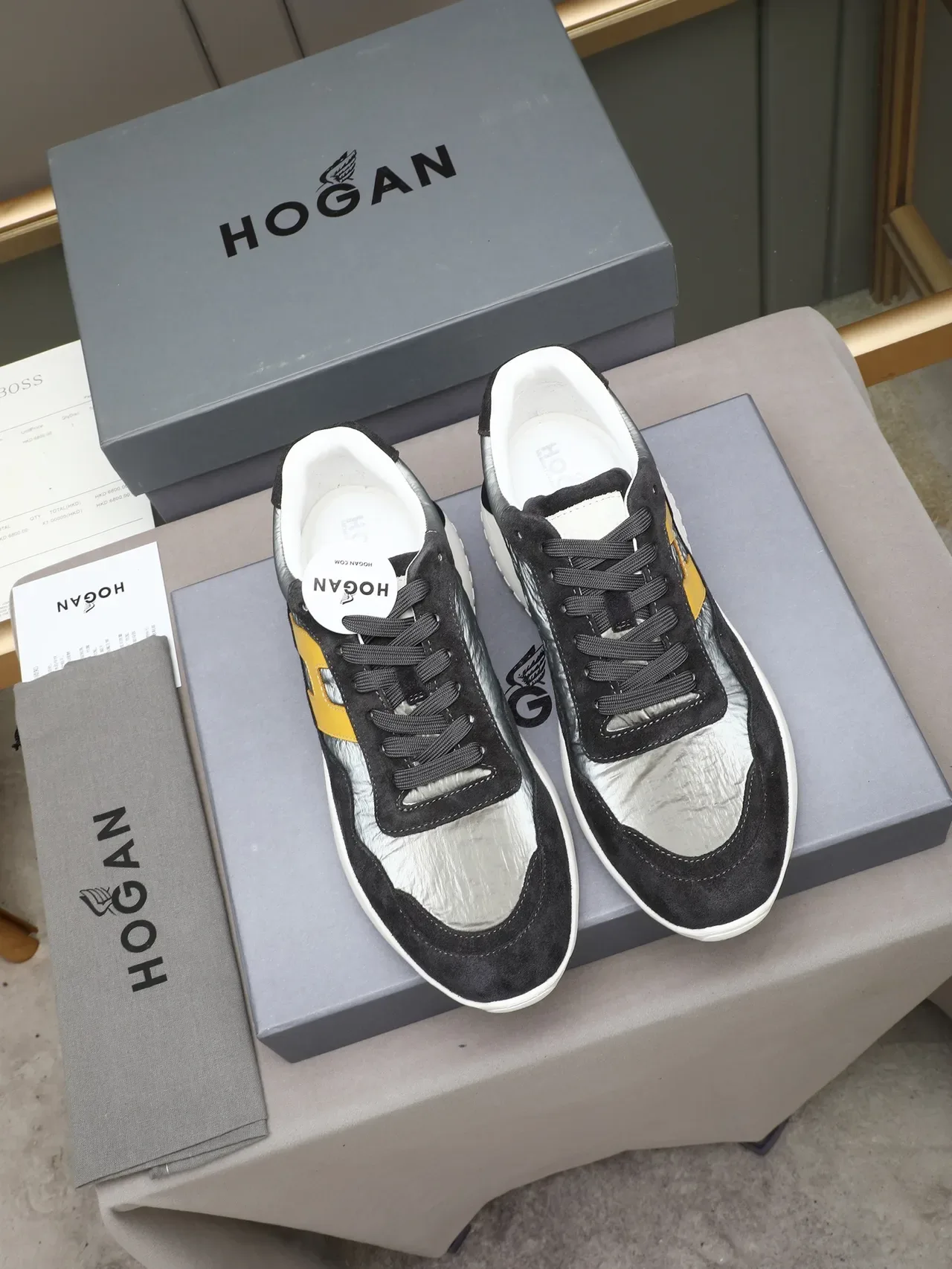 Hogan Black Yellow Chunky Platform Sole Oversized H Logo Lifestyle Sneakers 2