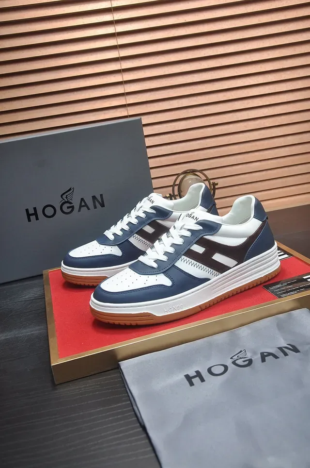 Hogan White Navy Layered Midsole Perforated Toe Cap Lifestyle Sneakers 5