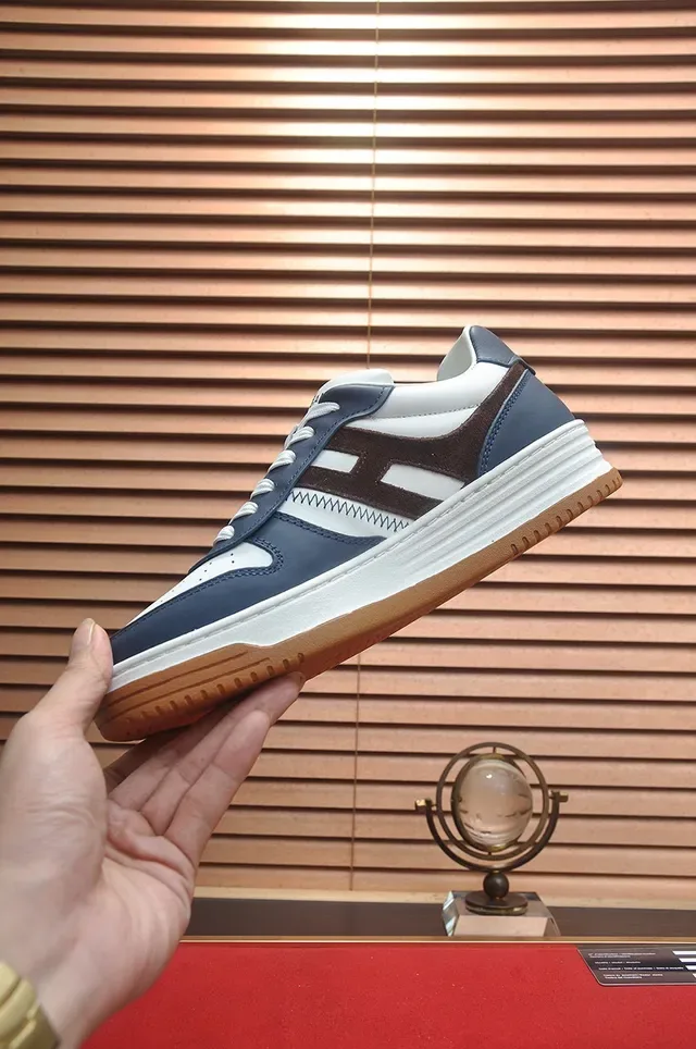 Hogan White Navy Layered Midsole Perforated Toe Cap Lifestyle Sneakers 6