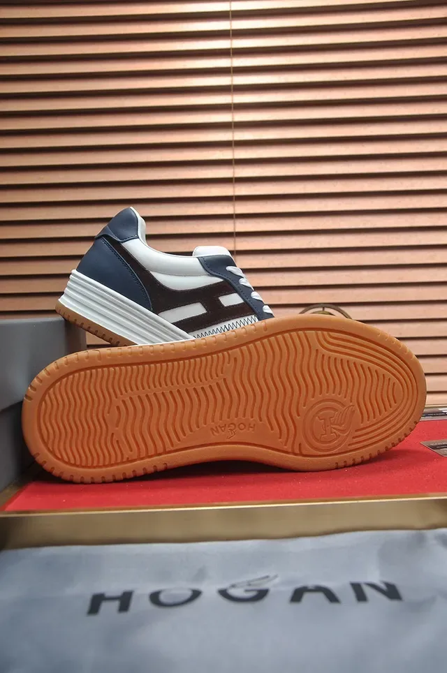 Hogan White Navy Layered Midsole Perforated Toe Cap Lifestyle Sneakers 7