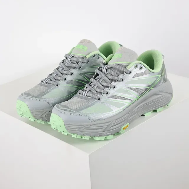 Hoka Gray Green Silhouette Mesh And Synthetic Overlay Upper Running Shoes 2