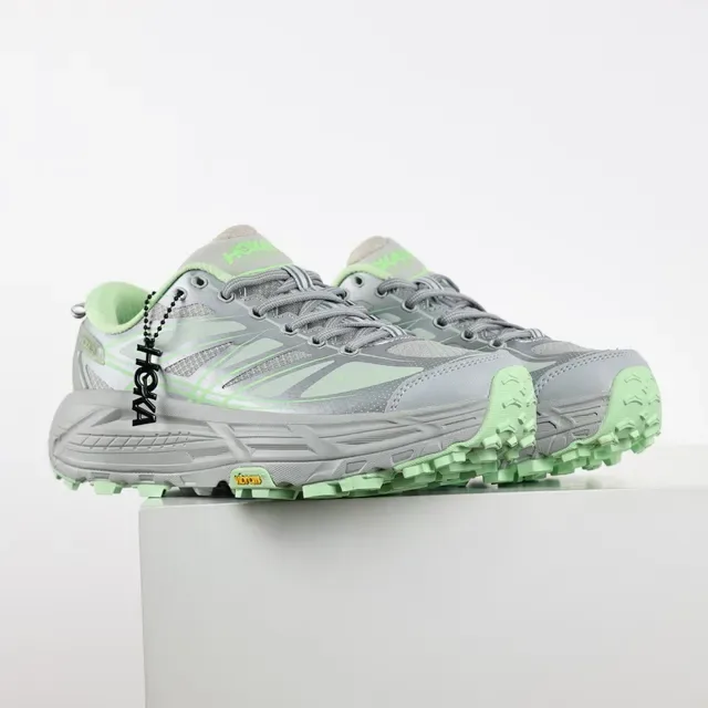 Hoka Gray Green Silhouette Mesh And Synthetic Overlay Upper Running Shoes 3