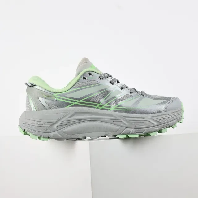 Hoka Gray Green Silhouette Mesh And Synthetic Overlay Upper Running Shoes 7