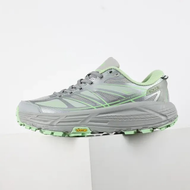 Hoka Gray Green Silhouette Mesh And Synthetic Overlay Upper Running Shoes 9