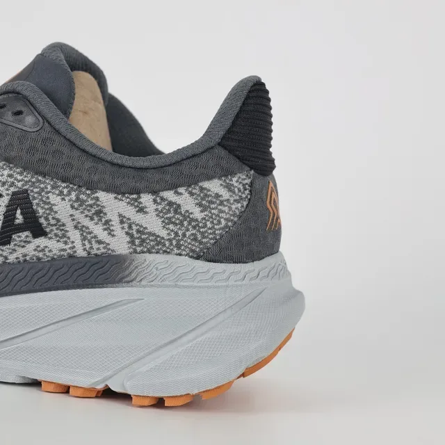 Hoka Gray Orange Engineered Knit Upper Maximalist Cushioned Midsole Running Shoes 4