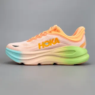 Hoka Orange Green Engineered Knit Upper Gradient Midsole Running Shoes