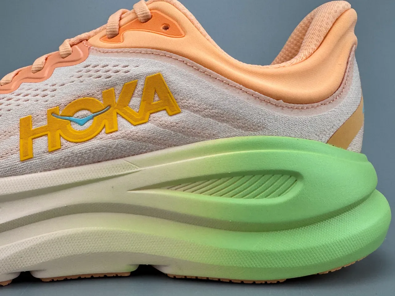 Hoka Tênis de Corrida Laranja Verde Upper de Malha Engineered Sola com Gradiente 7