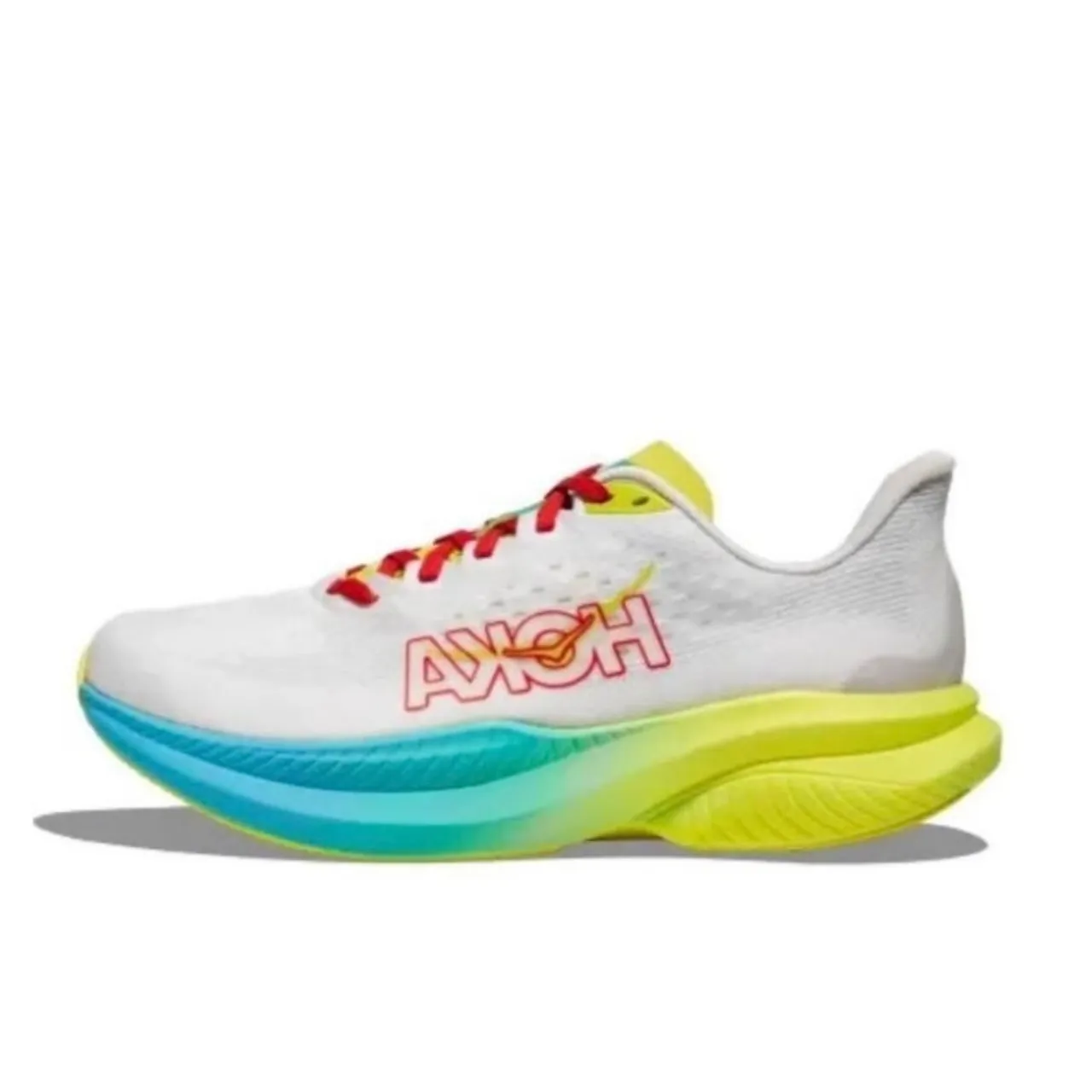Hoka White Multicolor Engineered Knit Upper Gradient Color Midsole Running Shoes 4