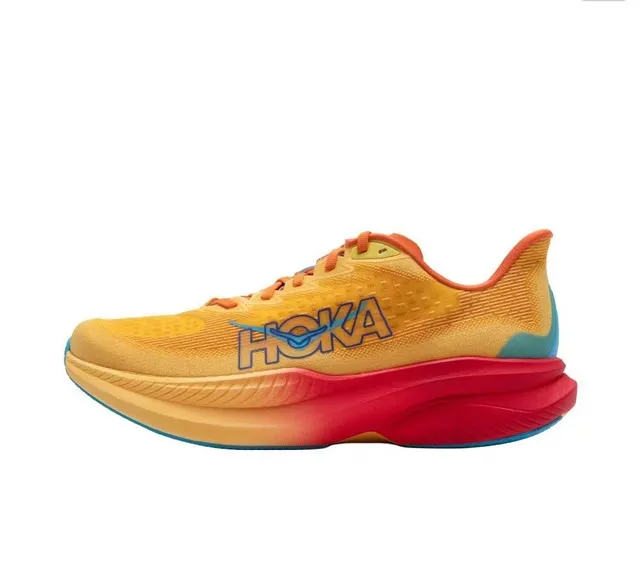 Hoka White Multicolor Engineered Knit Upper Gradient Color Midsole Running Shoes 6