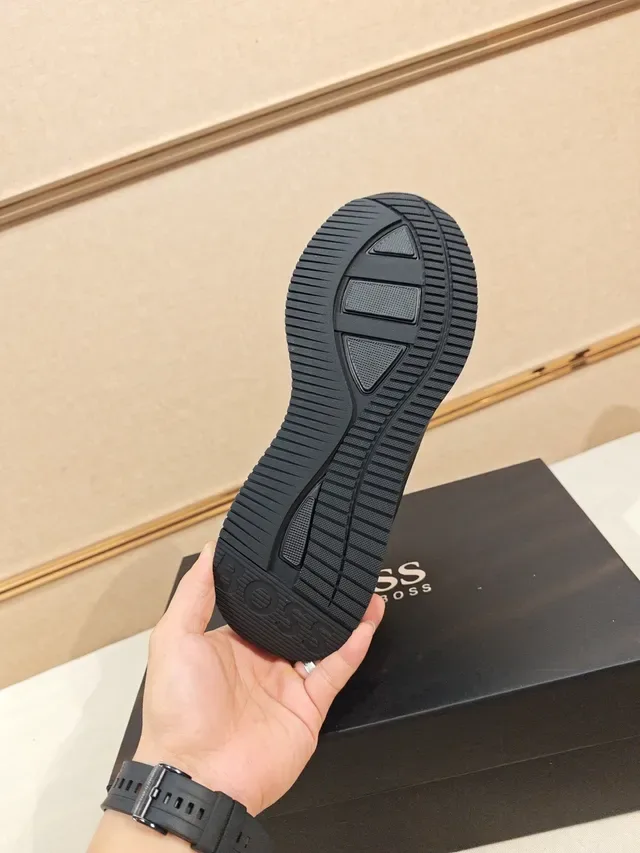 Hugo Boss Black Monochrome Suede and Synthetic Lifestyle Sneaker 3