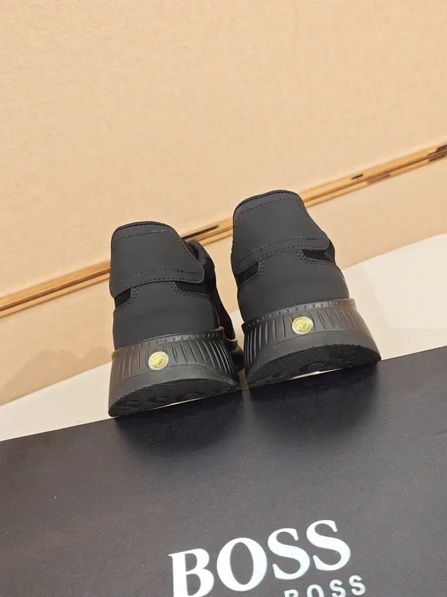 Hugo Boss Black Monochrome Suede and Synthetic Lifestyle Sneaker 4