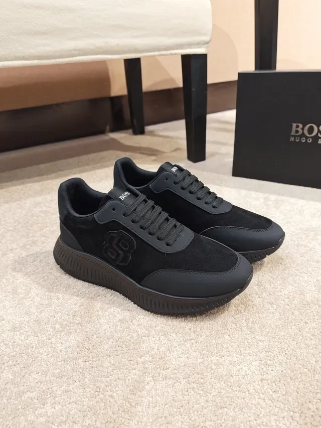 Hugo Boss Black Monochrome Suede and Synthetic Lifestyle Sneaker 5