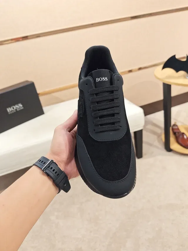 Hugo Boss Black Monochrome Suede and Synthetic Lifestyle Sneaker 6