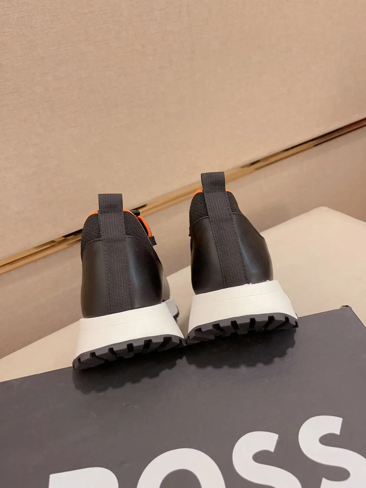Hugo Boss Black Orange Knit Upper Contrast Lining Sneakers 8