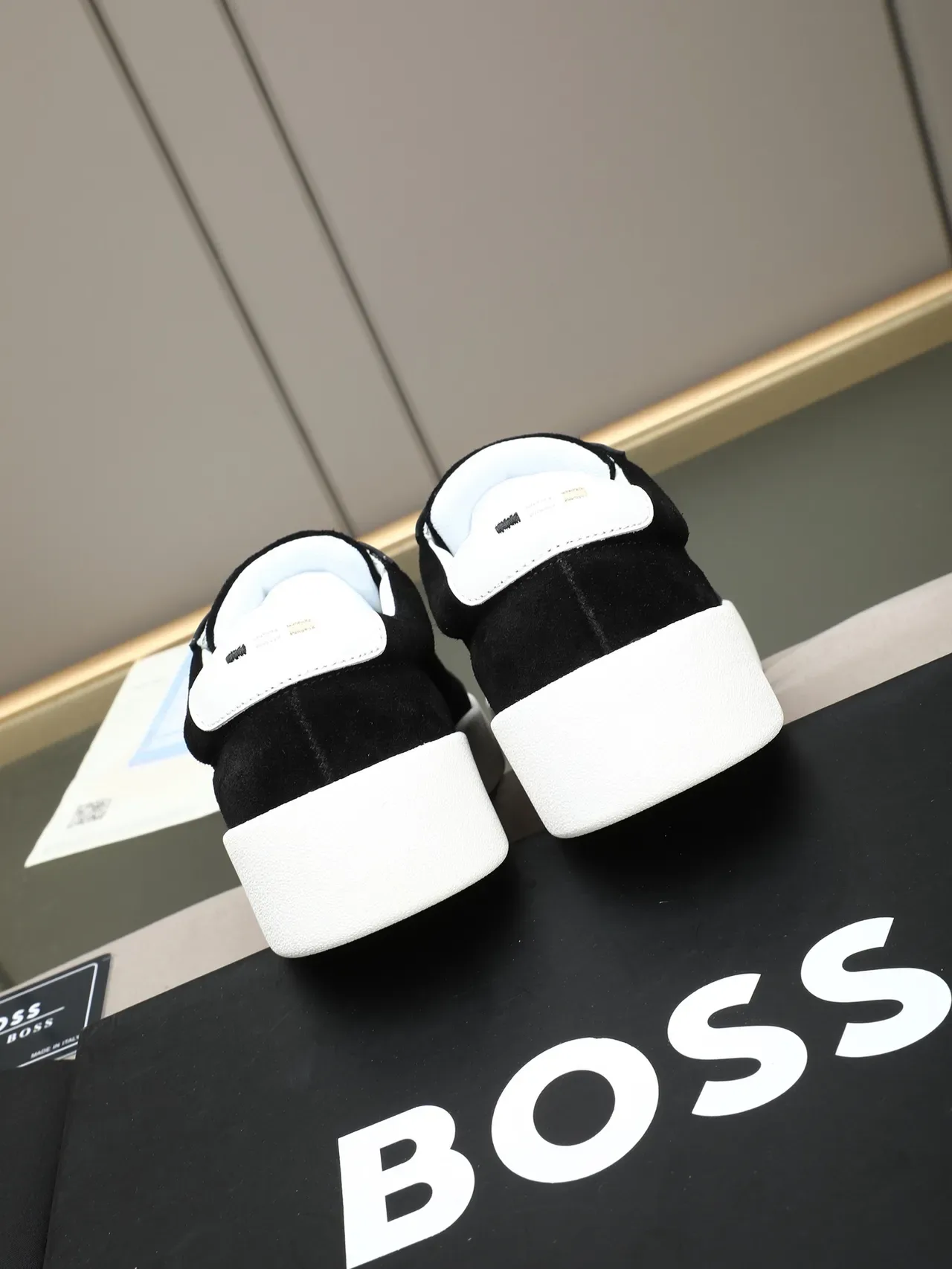 Hugo Boss Black Suede and Leather Platform Sneaker 4