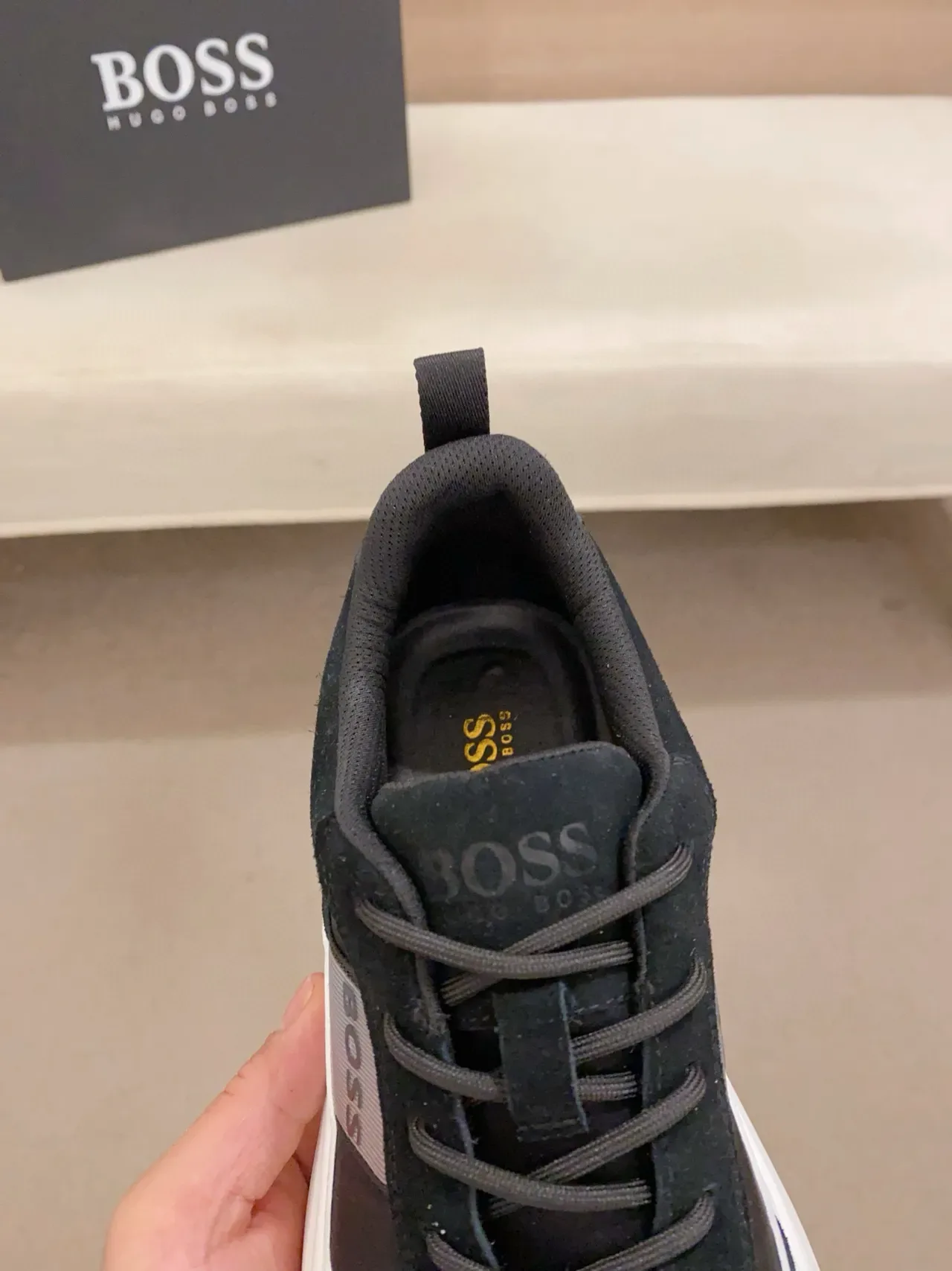 Hugo Boss Negro Blanco Suela Gruesa Material Mixto Superior Sneakers de Estilo de Vida 6