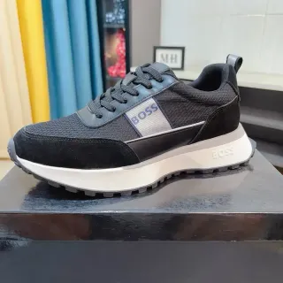 Hugo Boss Black White Mesh And Suede Upper Platform Midsole Lifestyle Sneakers