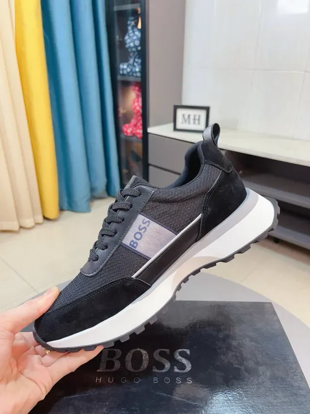 Hugo Boss Chaussures Lifestyle Noires Blanches Tige Mesh et Daim Semelle Médiane Plateforme 6