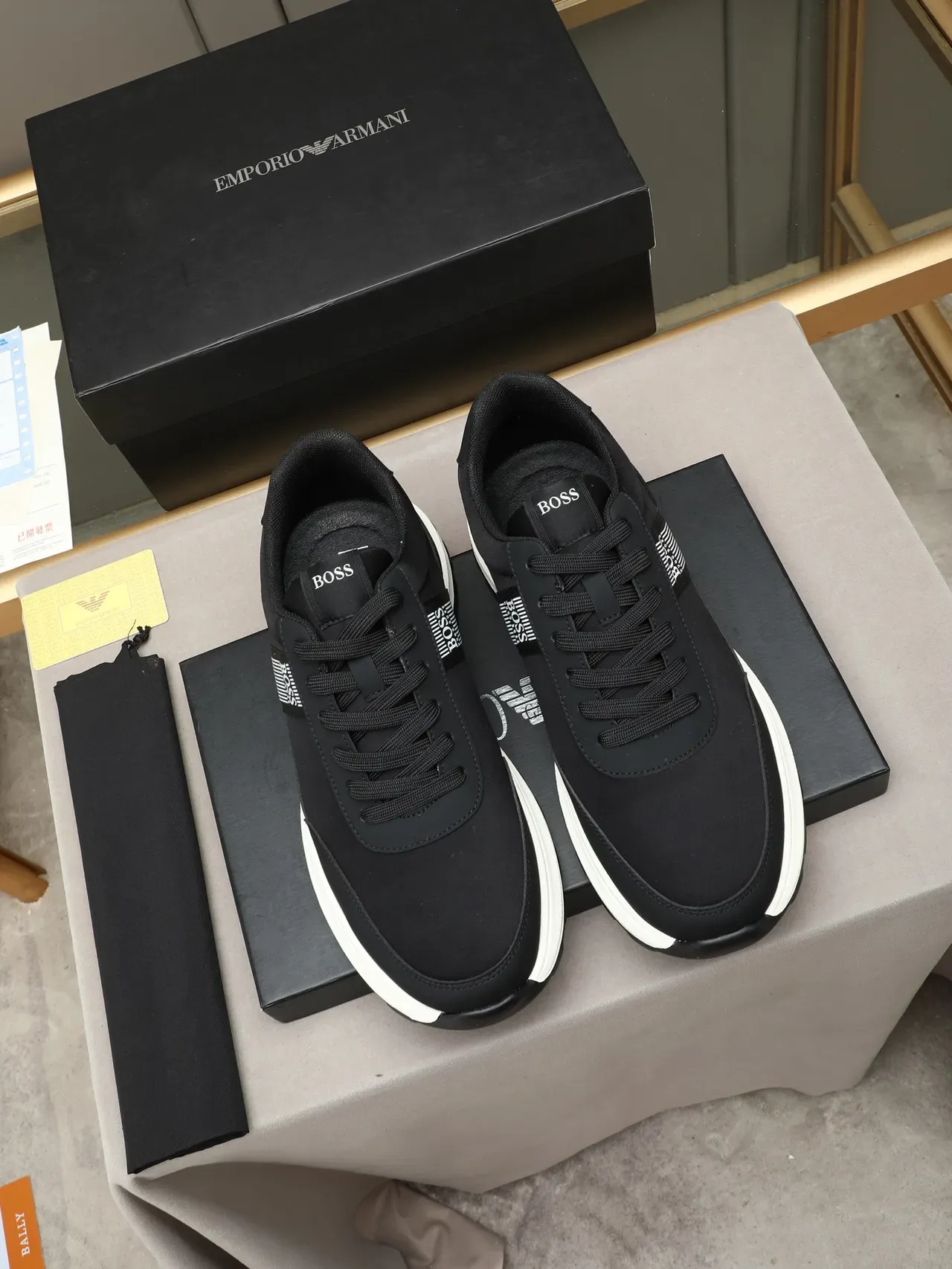 Hugo Boss Black White Synthetic Upper Contrast Midsole Sneakers 2