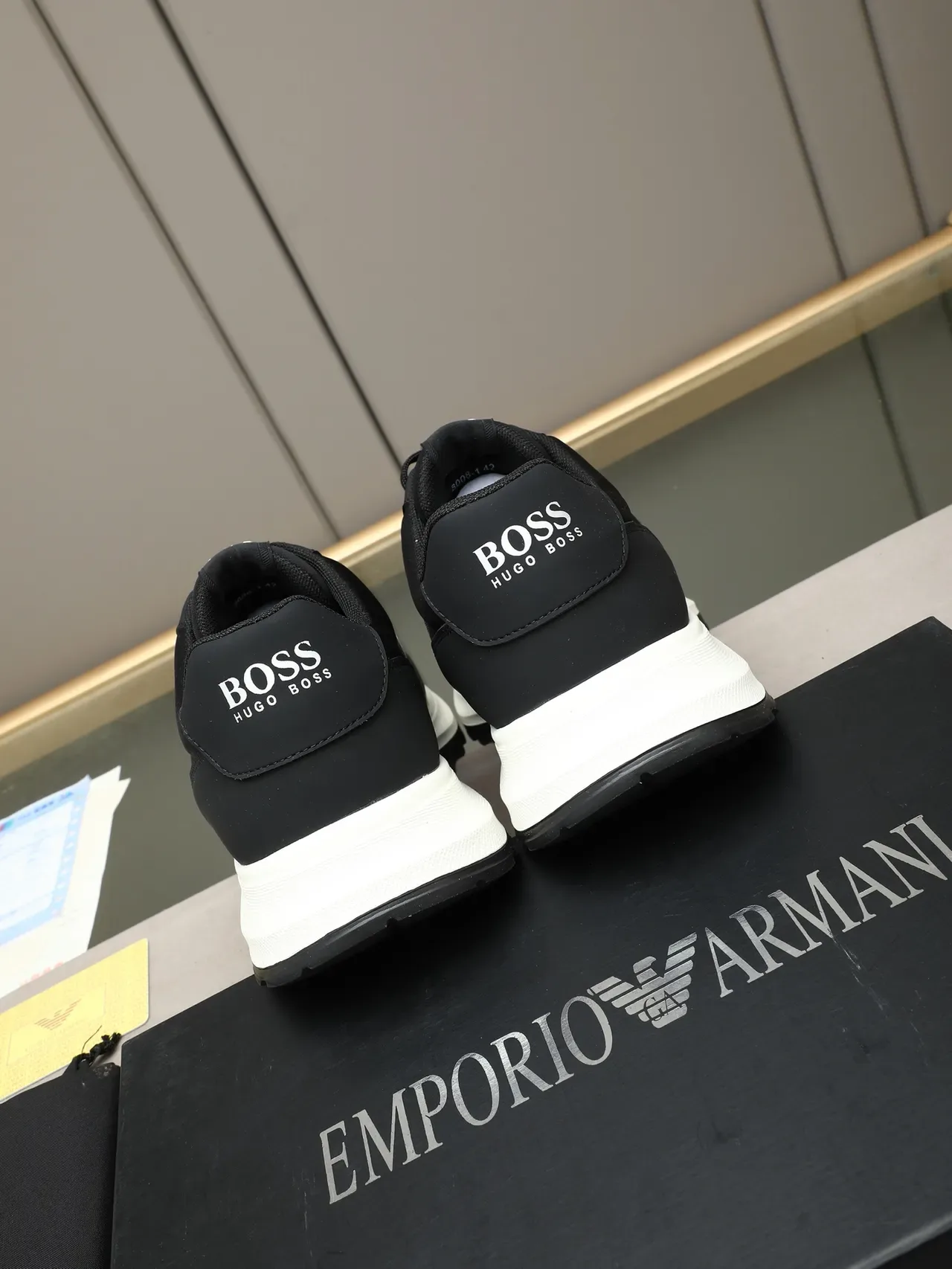 Hugo Boss Black White Synthetic Upper Contrast Midsole Sneakers 3