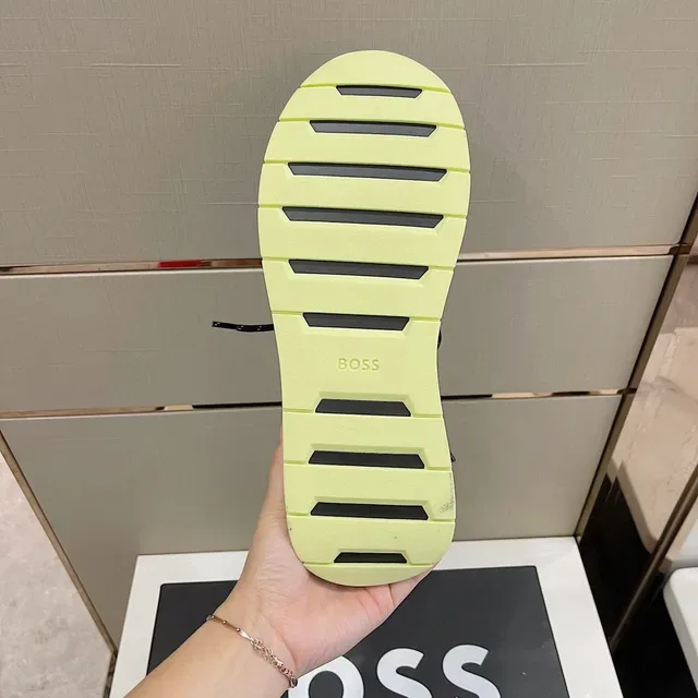 Hugo Boss Black Yellow Knit Upper Ribbed Texture Sneakers 2