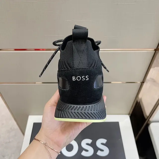 Hugo Boss Black Yellow Knit Upper Ribbed Texture Sneakers 5