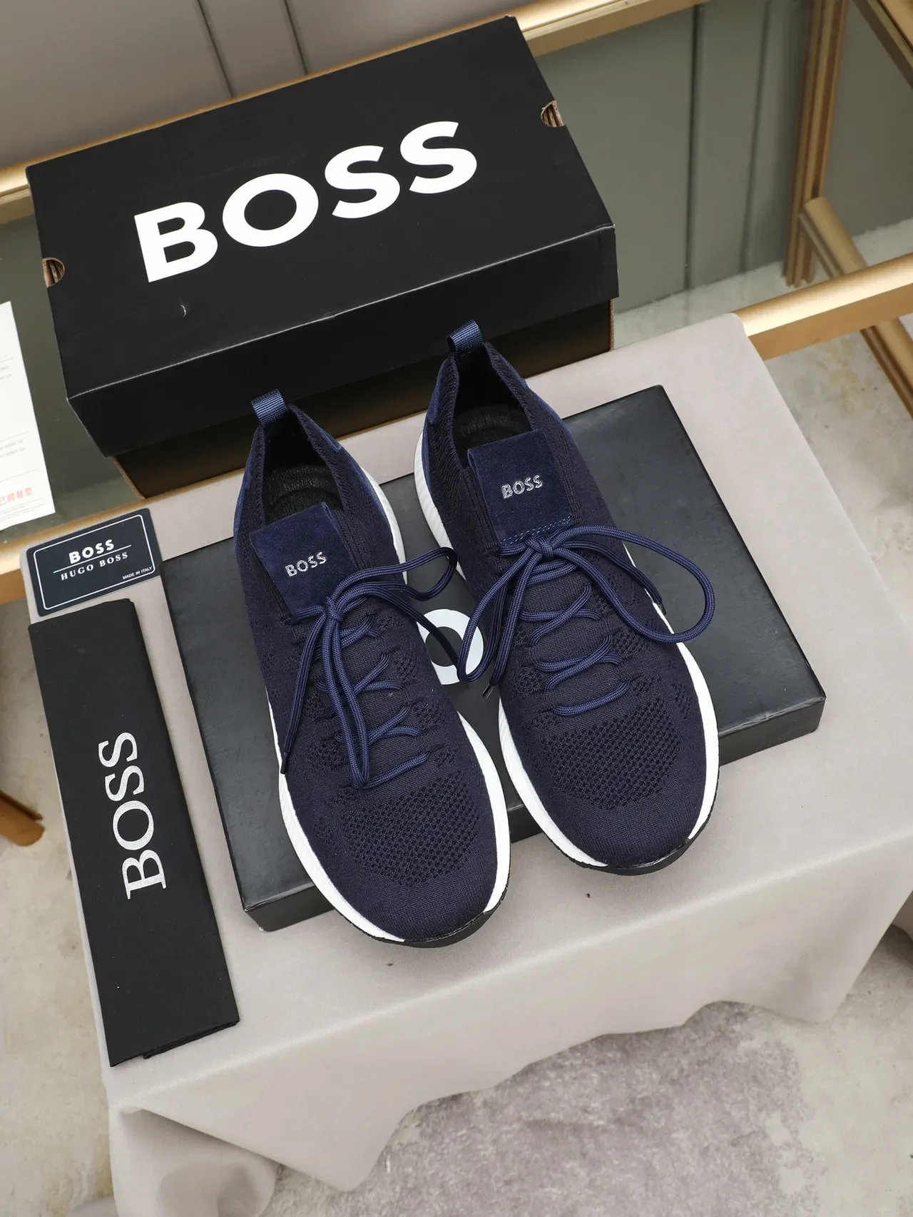 Hugo Boss Upper Knit Tacón de Ante Navy Lifestyle Sneakers 2