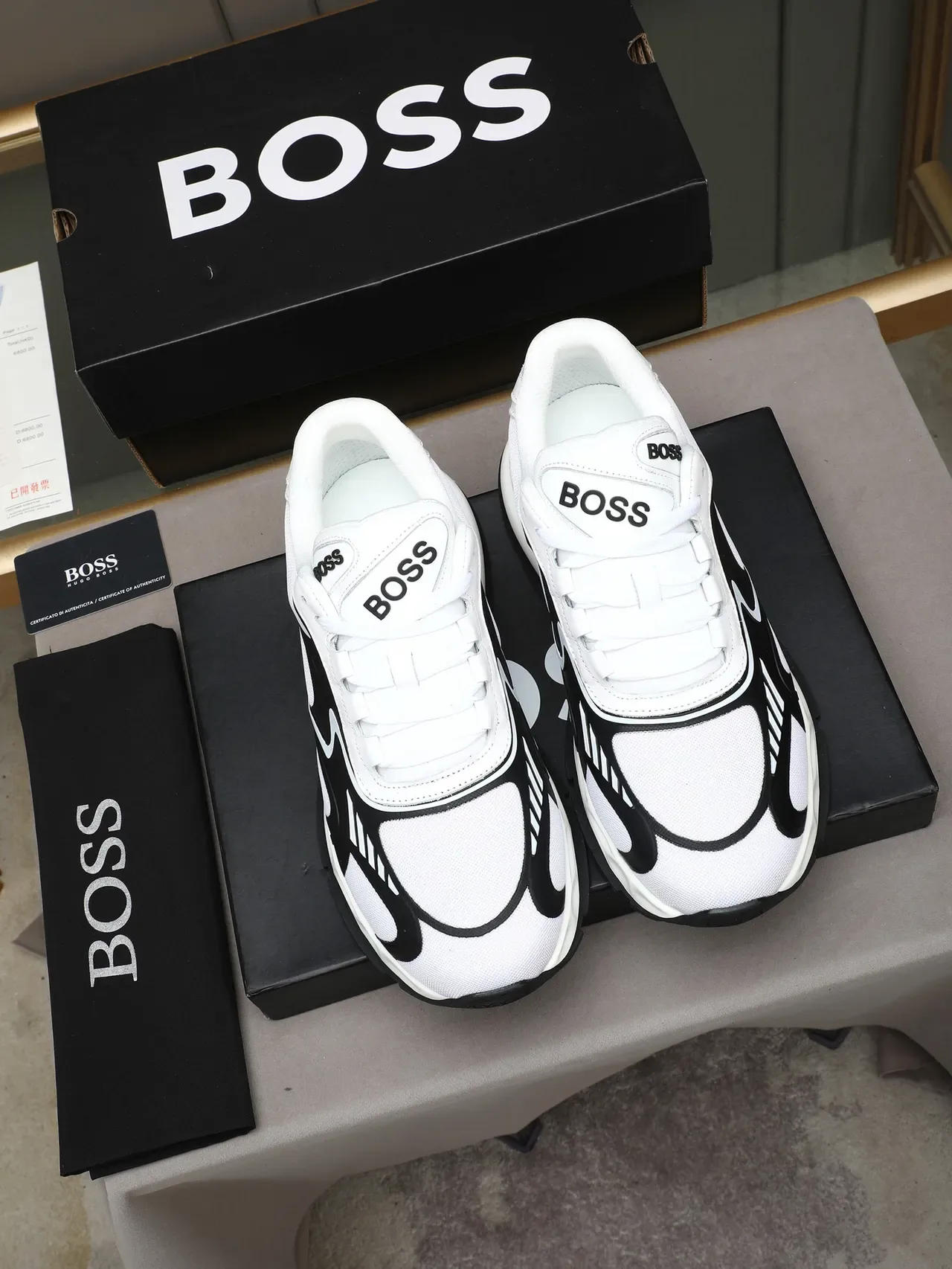 Hugo Boss Lifestyle Sneaker White Black Wave Overlay Sneakers 2
