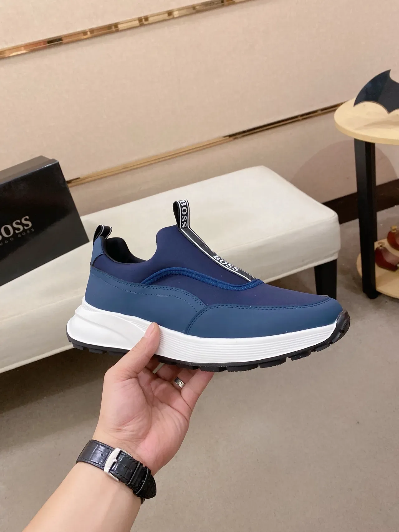 Hugo Boss Slip-On Sneaker Navy Blue White Midsole Lifestyle Sneaker 4