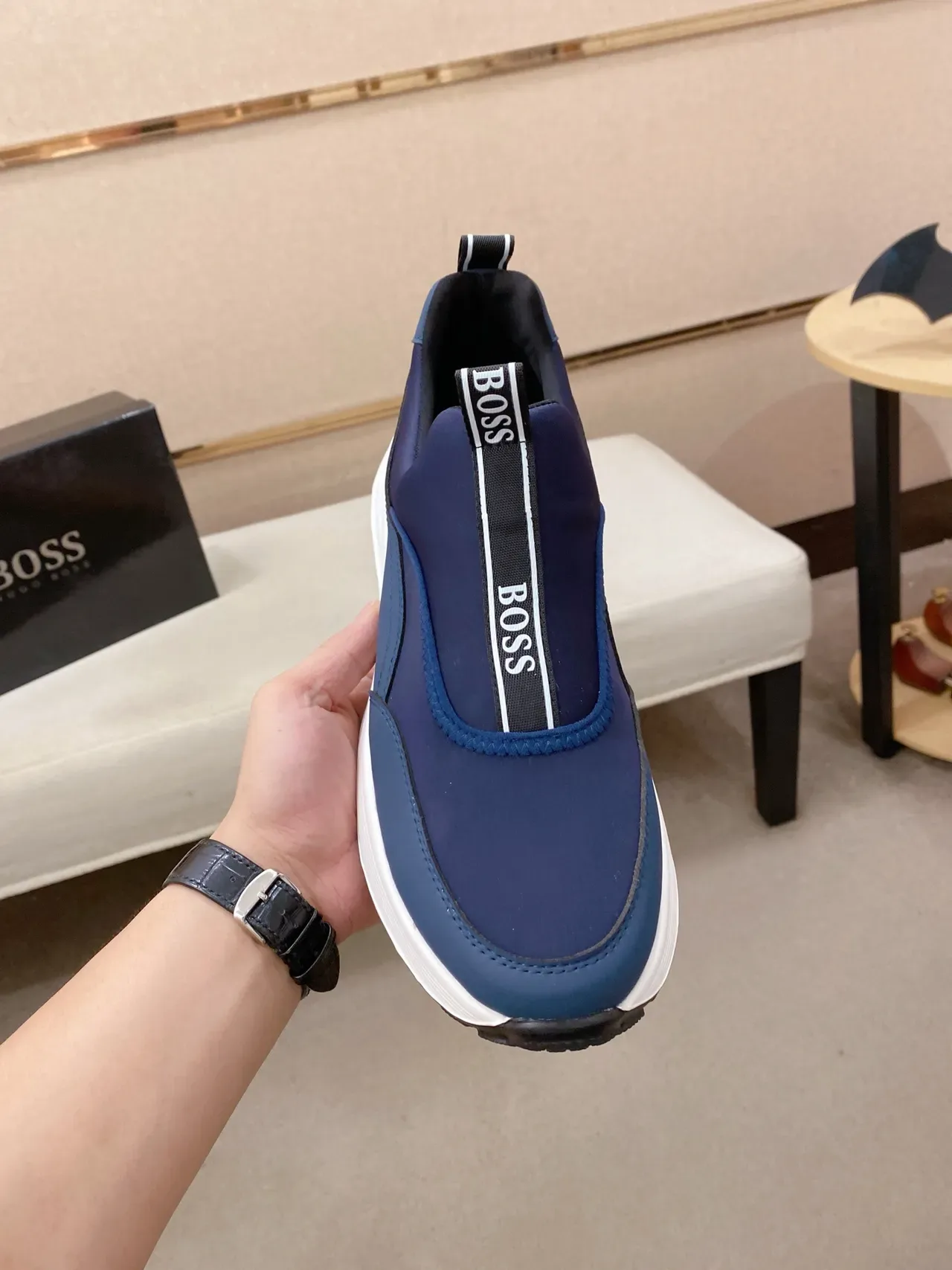 Hugo Boss Slip-On Sneaker Navy Blue White Midsole Lifestyle Sneaker 5