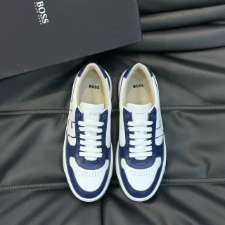 Hugo Boss Two-Tone Navy and White Leather Lifestyle Sneakers