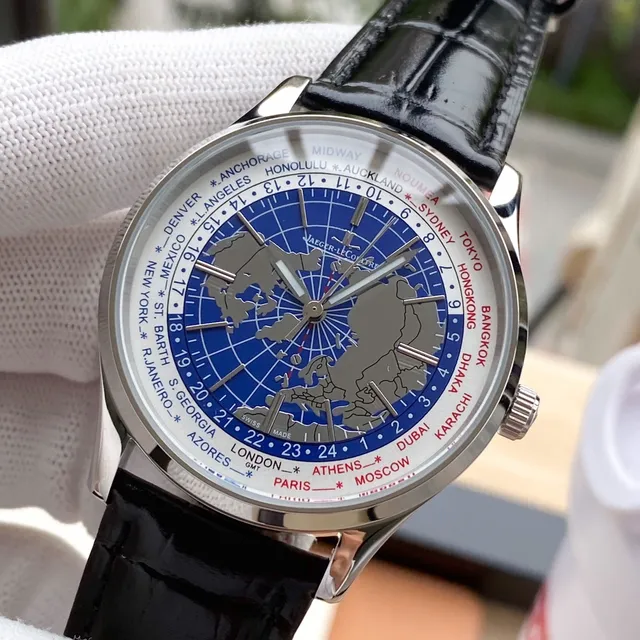 Jaeger-LeCoultre Geophysic Universal Time Rose Gold Blue World Map Mechanical Watch 7