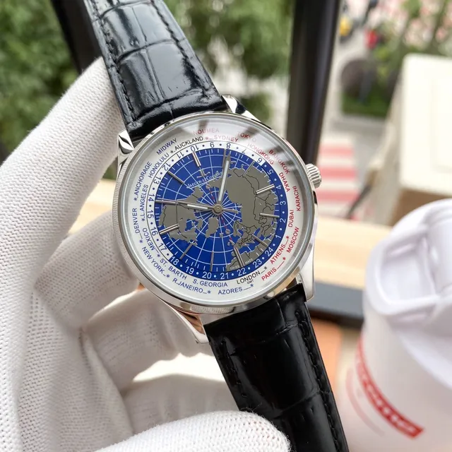 Jaeger-LeCoultre Geophysic Universal Time Rose Gold Blue World Map Mechanical Watch 9