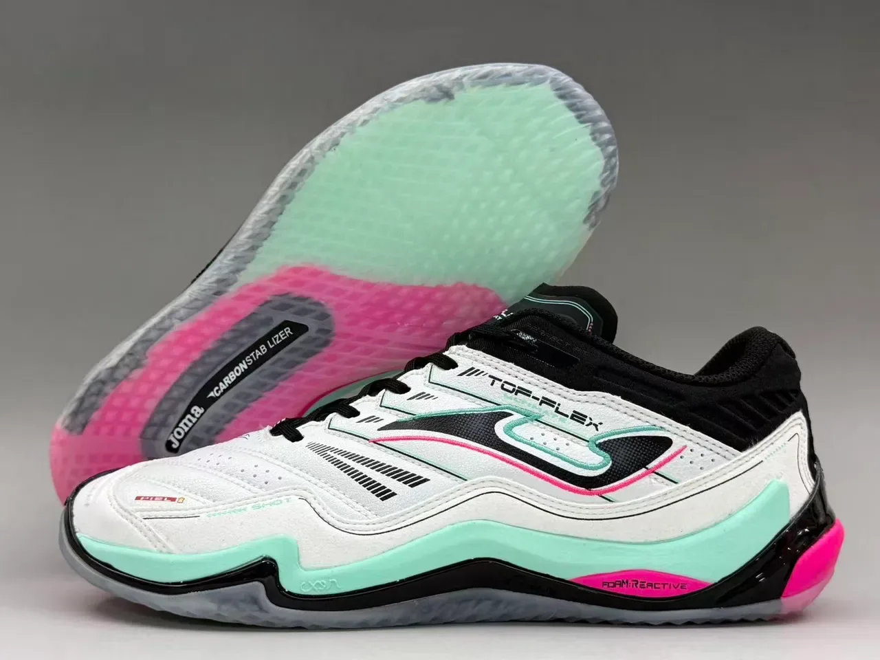 Joma TOP-FLEX White Black Mint Pink Lifestyle Sneakers 8