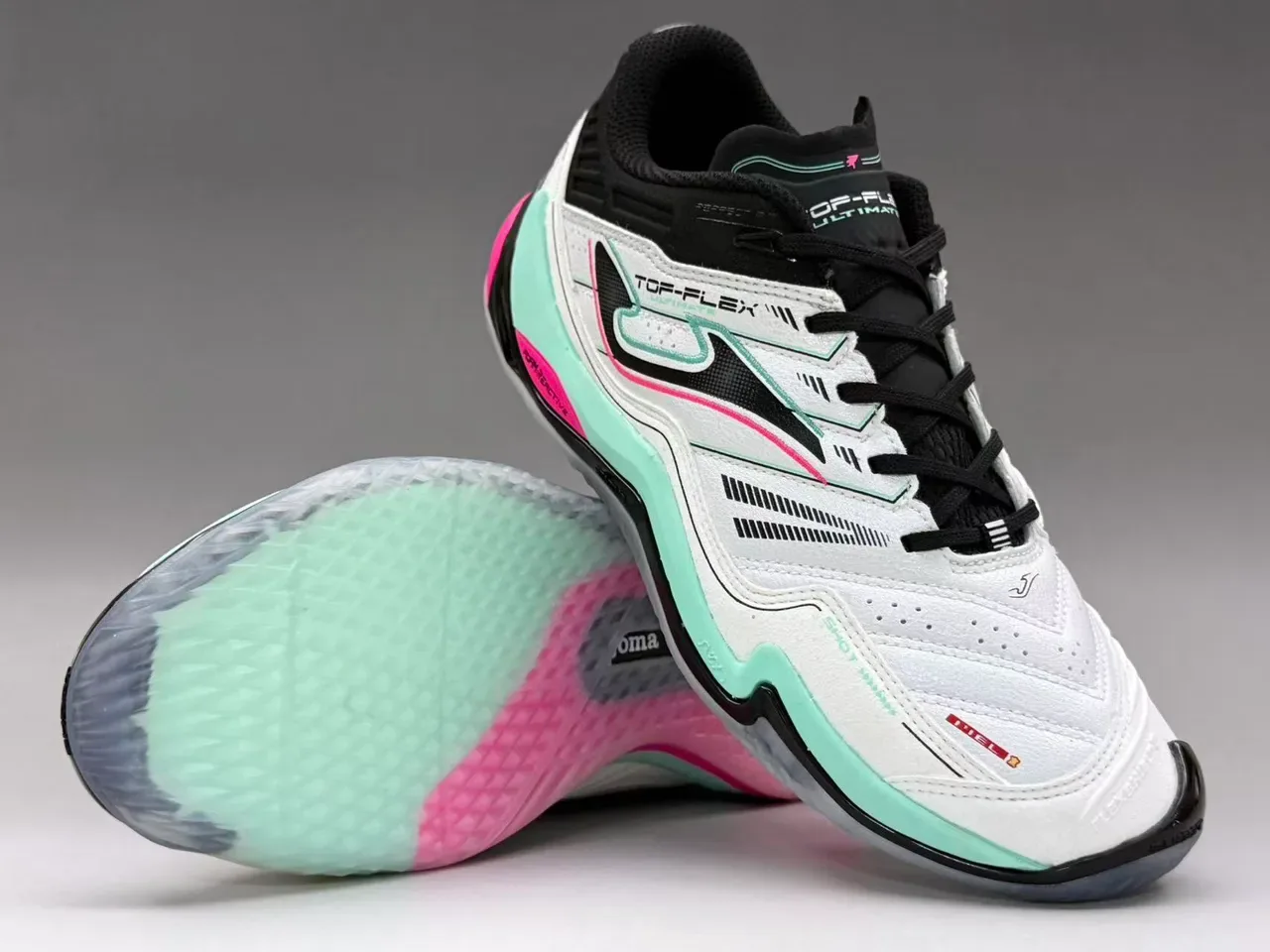 Joma TOP-FLEX White Black Mint Pink Lifestyle Sneakers 12