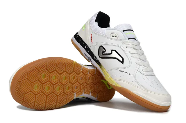Joma Top-Plex White Black Neon Green Indoor Soccer Shoes 4