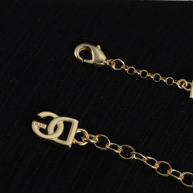Lancôme Gold Chain Interlocking Logo Charms Bracelet 2