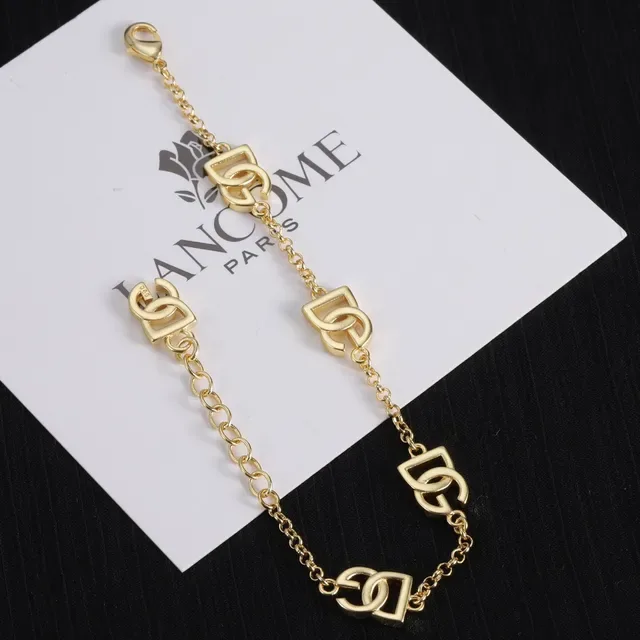 Lancôme Gold Chain Interlocking Logo Charms Bracelet 3