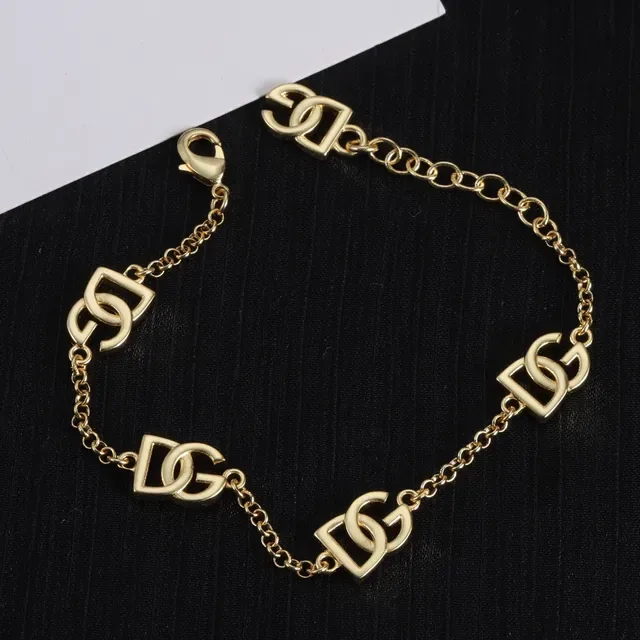 Lancôme Gold Chain Interlocking Logo Charms Bracelet 6