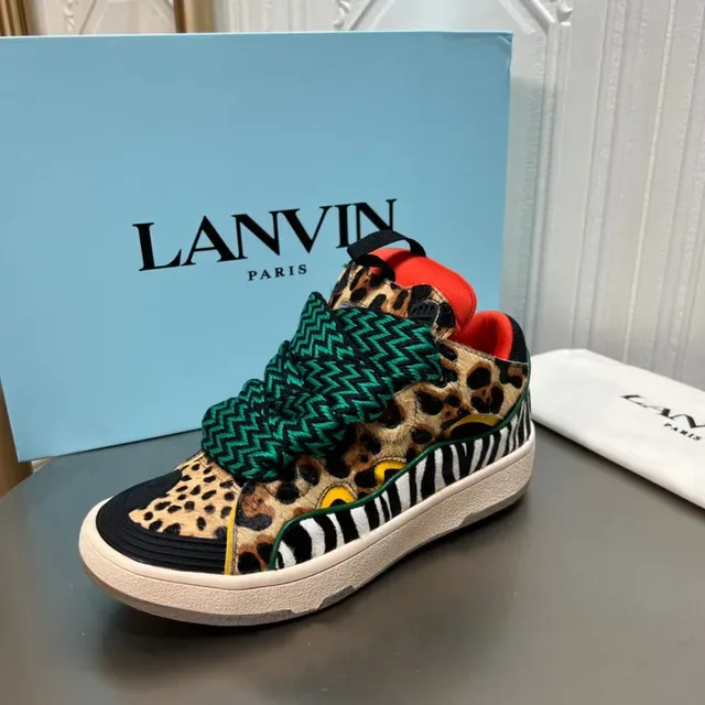 Lanvin Animal Print Zigzag Strap Platform Lifestyle Sneaker 1