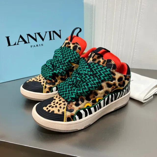 Lanvin Animal Print Zigzag Strap Platform Lifestyle Sneaker 8