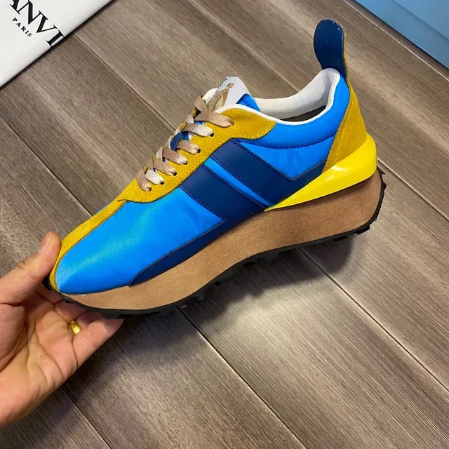 Lanvin Blue Yellow Color-Blocked Platform Sole Lifestyle Sneakers 2