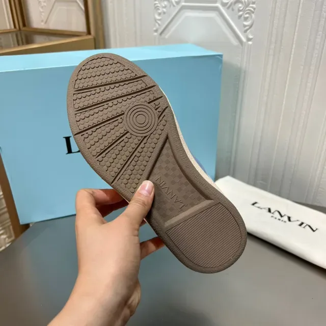 Lanvin Gray and Blue Cutout Panel Sneaker 2