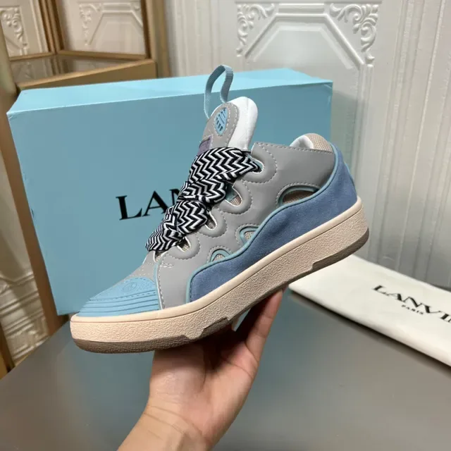 Lanvin Gray and Blue Cutout Panel Sneaker 3