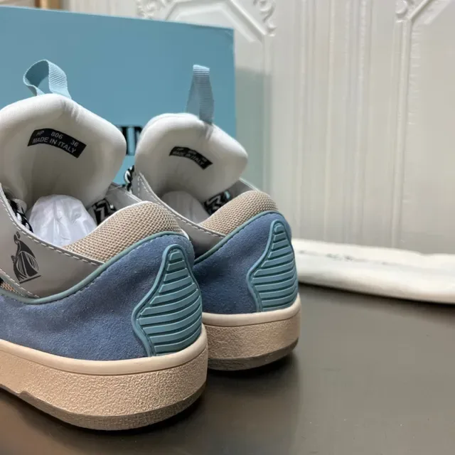 Lanvin Gray and Blue Cutout Panel Sneaker 5