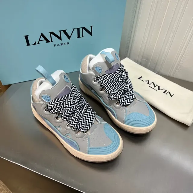 Lanvin Gray and Blue Cutout Panel Sneaker 9