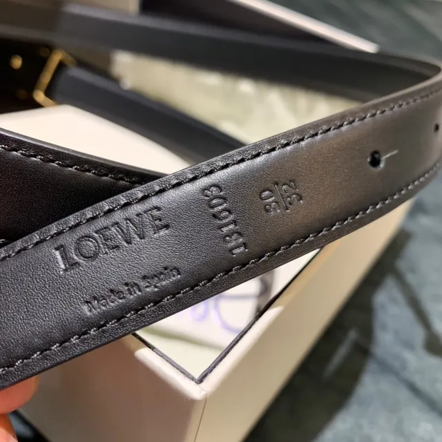 Loewe Anagram Belt Black Gold Thin Buckle Leather Belt 6