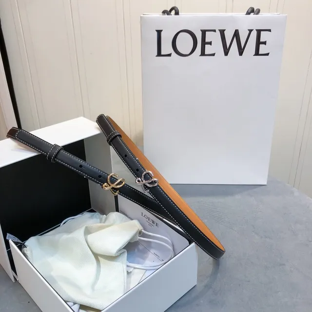 Loewe Anagram Belt Cinturón negro marrón claro verde menta de cuero 3