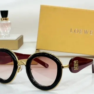 Loewe Anagram Black Burgundy Oversized Round Frame Dual-Tone Acetate Sunglasses