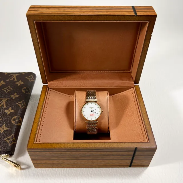Longines Or Blanc Boîtier Rond Bracelet Bi-couleur Montre à Quartz 3